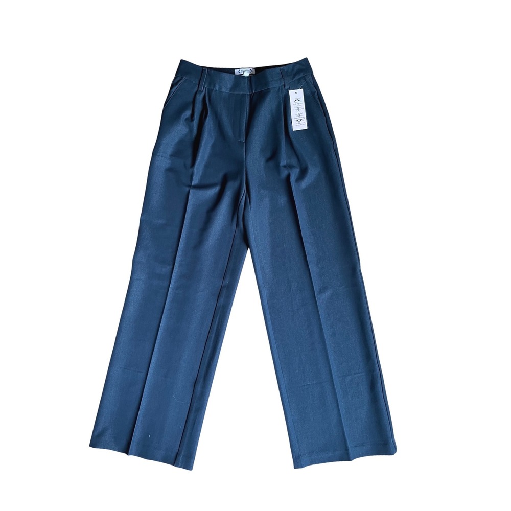 $78 Nanette Lepore Navy Blue Wide Leg Pleated Dress Pants Trousers Size 6 NEW